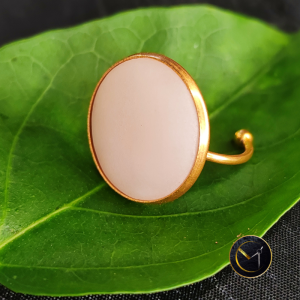 bague, réglable, ivoire végétal, latanier, acier inoxydable, ovale