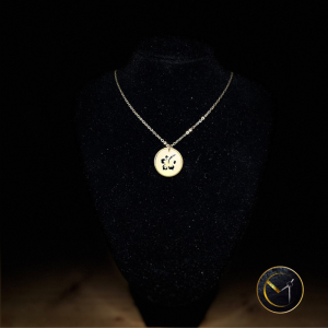 Collier, hibiscus, ivoire végétal, acier inoxydable