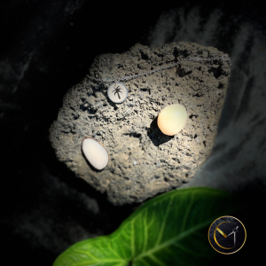 Collier palmier ivoire végétal et acier inoxydable, rond