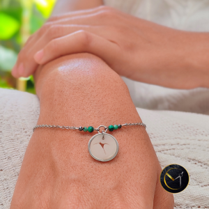 bracelet breloque La Réunion, ivoire végétal, pierres naturelles, acier inoxydable