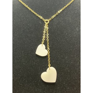Collier coeurs, toi et moi, ivoire végétal et acier inoxydable