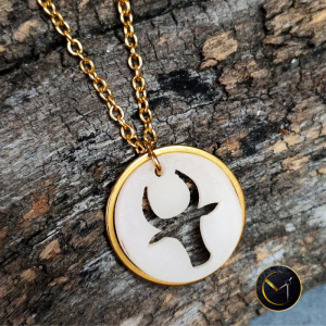 Collier Zébu, ivoire végétal, acier inoxydable