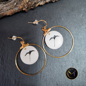 Boucles d'oreilles créoles paille-en-queue en ivoire végétal et acier inoxydable
