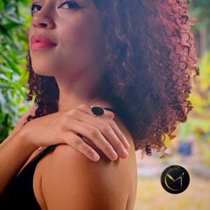 Bague bois d'ébène de Madagascar et acier inoxydable, ovale, réglable