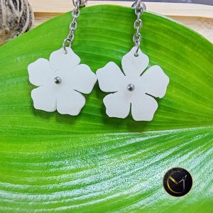 boucles d'oreilles, fleur, ivoire végétal et acier inoxydable