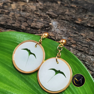 Boucles d'oreilles, paille en queue, ivoire végétal et acier inoxydable