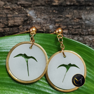 Boucles d'oreilles, paille en queue, ivoire végétal et acier inoxydable