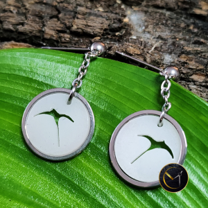 boucles d'oreilles, paille-en-queue, ivoire végétal, acier inoxydable