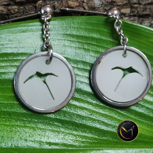 boucles d'oreilles, paille-en-queue, ivoire végétal, acier inoxydable