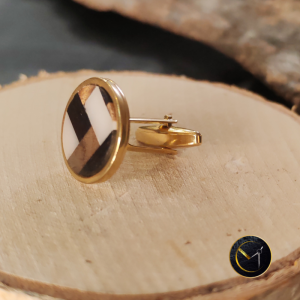 bague, réglable, ivoire végétal, latanier, acier inoxydable, ovale