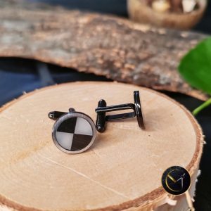 Boutons de manchettes, ébène, ivoire végétal, acier inoxydable, homme, chemise, Madagascar, bijoux, Réunion
