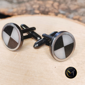 Boutons de manchettes, ébène, ivoire végétal, acier inoxydable, homme, chemise, Madagascar, bijoux, Réunion