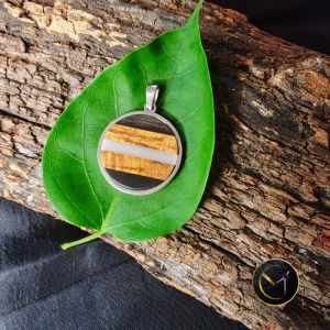 Pendentif, graphique, marqueterie, rond, mixte, homme, femme, bijoux, tamarin, ivoire végétal, ébène, Madagascar, bijoux