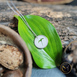 Collier paille-en-queue en ivoire végétal et acier inoxydable
