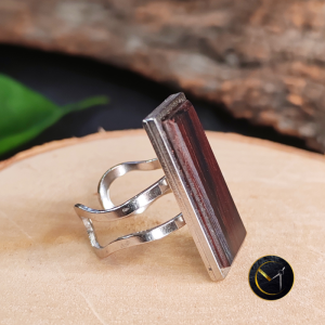 bague rectangulaire en bois de rose de Madagascar, bijoux, femme, île de la Réunion